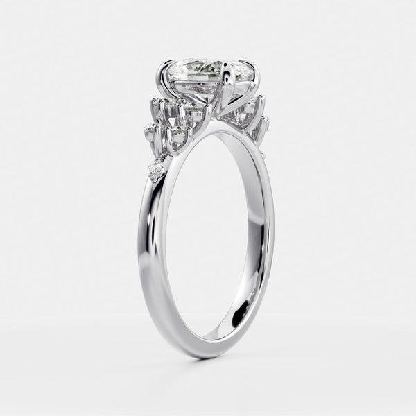 Cluster- 1.7 CT Oval Moissanite Engagement Ring - Solitaire- 1.0 CT Oval Moissanite Engagement Ring