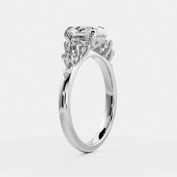 Cluster Style-Pear Lab Grown Diamond Engagement Ring - Solitaire-Oval Lab Grown Diamond Engagement Ring