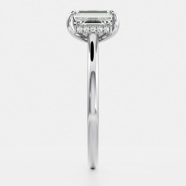 Hidden Halo- 1.5 CT Emerald Moissanite Engagement Ring - Solitaire- 1.0 CT Oval Moissanite Engagement Ring