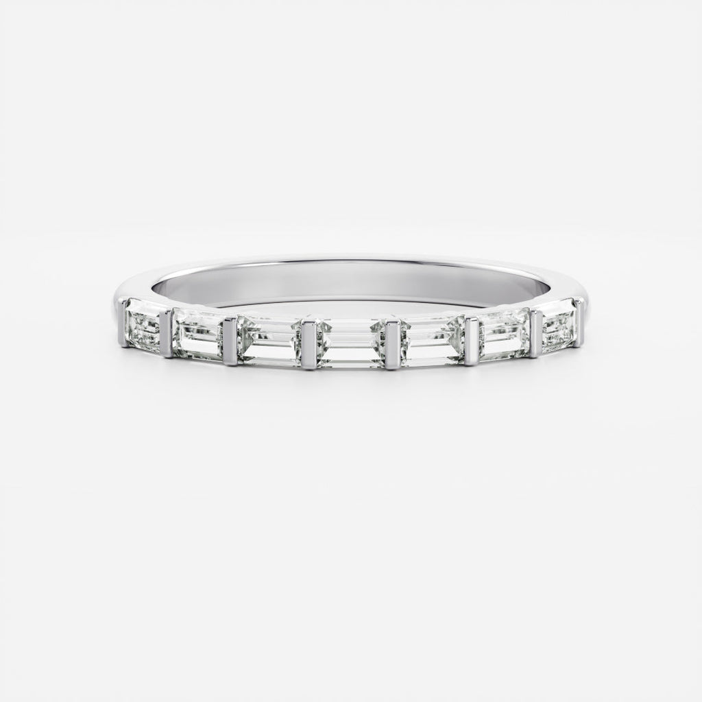 Half Eternity- 0.20 CT Oval Moissanite Wedding Band