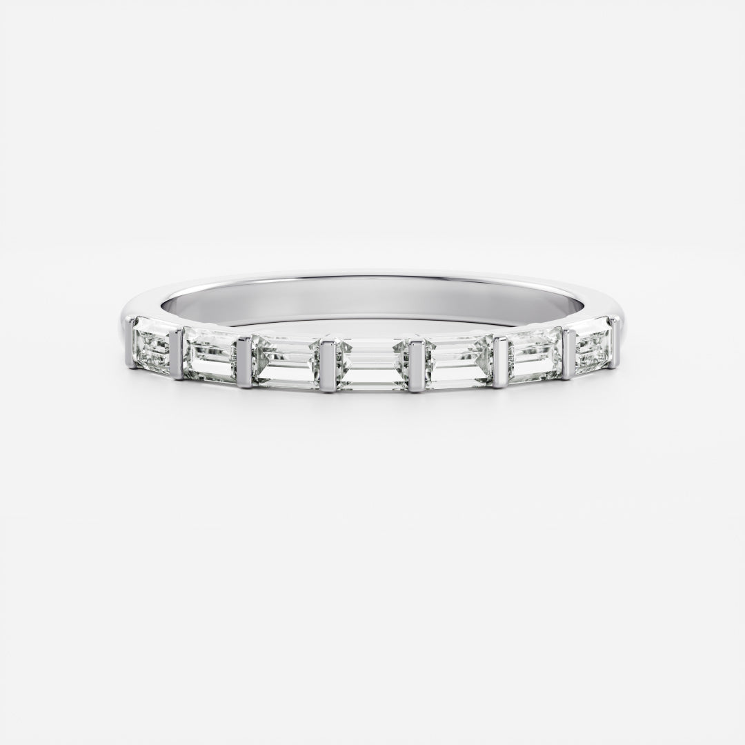 Half Eternity- 0.20 CT Oval Moissanite Wedding Band
