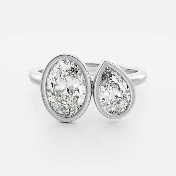 Toi Et Moi Bezel-Oval & Pear Lab Grown Diamond Engagement Ring - Solitaire-Oval Lab Grown Diamond Engagement Ring