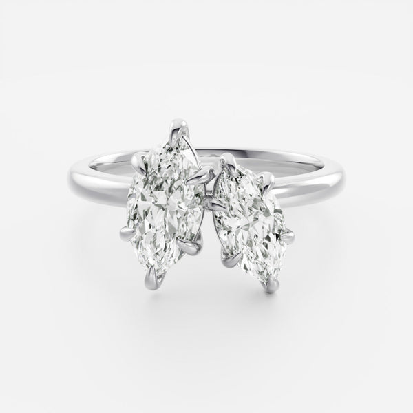 Toi Et Moi-Marquise & Marquise Lab Grown Diamond Engagement Ring - Solitaire-Oval Lab Grown Diamond Engagement Ring