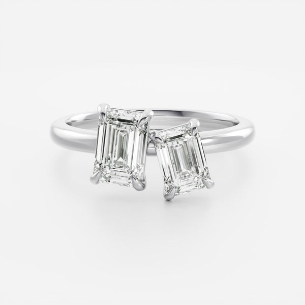 Toi Et Moi-Emerald & Emerald Lab Grown Diamond Engagement Ring - Solitaire-Oval Lab Grown Diamond Engagement Ring