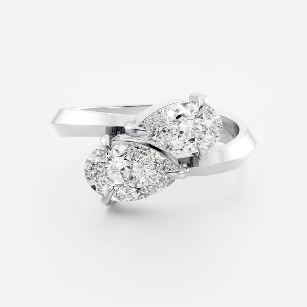 Toi Et Moi Curved-Pear & Pear Lab Grown Diamond Engagement Ring - Solitaire-Oval Lab Grown Diamond Engagement Ring