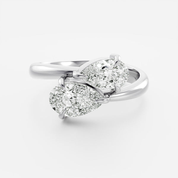 East West Toi Et Moi-Pear & Pear Lab Grown Diamond Engagement Ring - Solitaire-Oval Lab Grown Diamond Engagement Ring