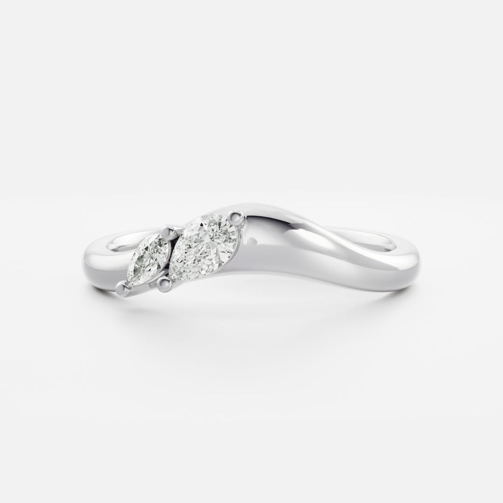 Dainty Curved- 0.33 CT Pear Moissanite Wedding Band