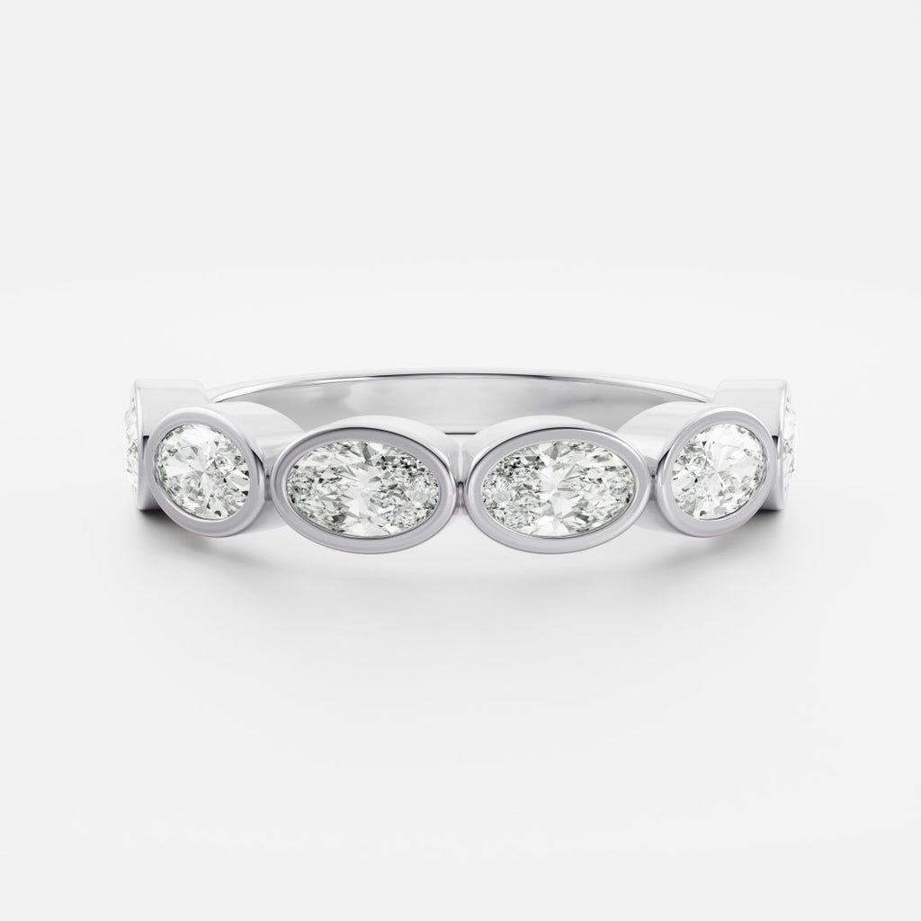 East West Half Eternity Bezel- 2.58 CT Oval Moissanite Wedding Band