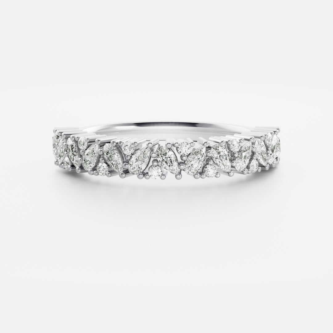 Half Eternity- 0.20 CT Oval Moissanite Wedding Band