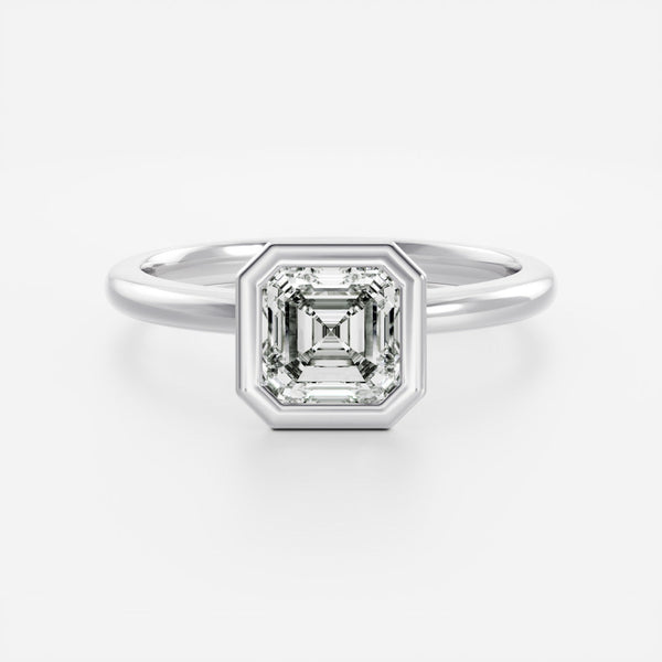 Solitaire Bezel- 1.3 CT Asscher Moissanite Engagement Ring - Solitaire- 1.0 CT Oval Moissanite Engagement Ring