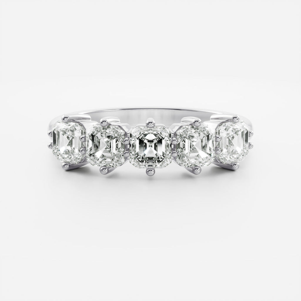 Half Eternity- 0.20 CT Oval Moissanite Wedding Band