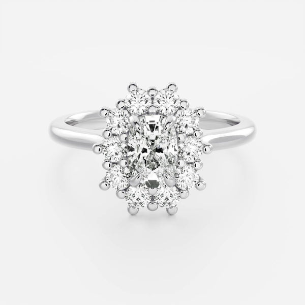 Halo Cathedral- 1.2 CT Elongated Cushion Moissanite Engagement Ring - Solitaire- 1.0 CT Oval Moissanite Engagement Ring