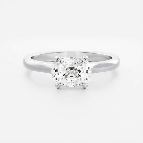 East West Solitaire Cathedral-Elongated Cushion Lab Grown Diamond Engagement Ring - Solitaire-Oval Lab Grown Diamond Engagement Ring