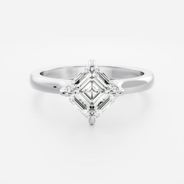 Solitaire Compass Style- 1.15 CT Asscher Moissanite Engagement Ring - Solitaire- 1.0 CT Oval Moissanite Engagement Ring