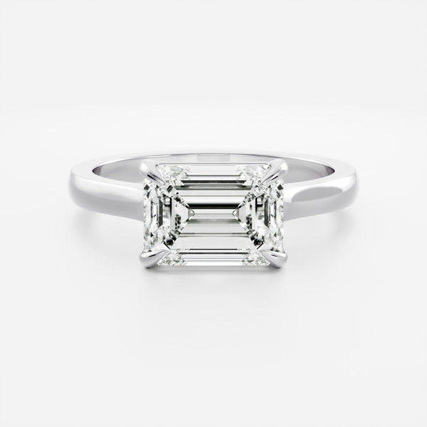 East West Solitaire Cathedral-Emerald Lab Grown Diamond Engagement Ring - Solitaire-Oval Lab Grown Diamond Engagement Ring