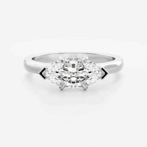 East West Solitaire Cathedral-Marquise Lab Grown Diamond Engagement Ring - Solitaire-Oval Lab Grown Diamond Engagement Ring