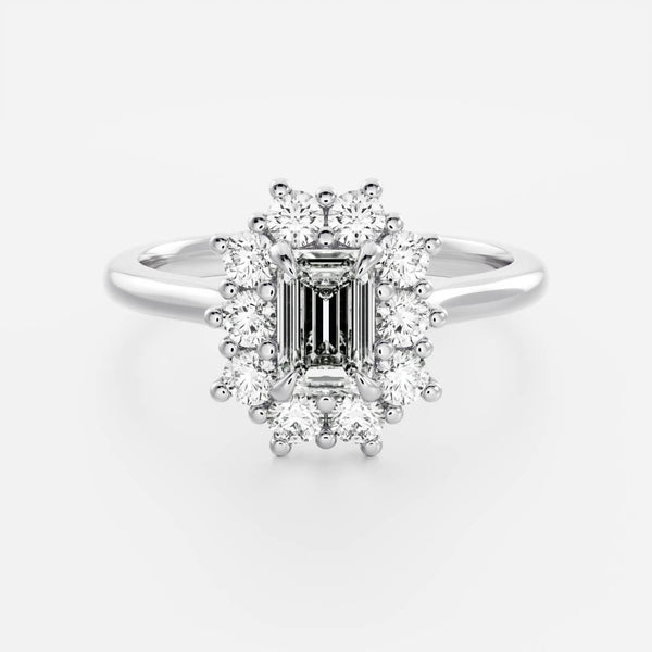 Halo & Cathedral-Emerald Lab Grown Diamond Engagement Ring - Solitaire-Oval Lab Grown Diamond Engagement Ring