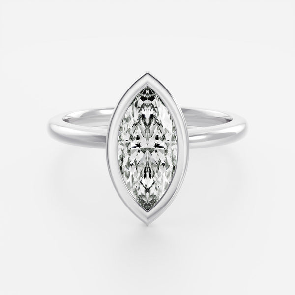 Solitaire Bezel Low Profile-Marquise Lab Grown Diamond Engagement Ring - Solitaire-Oval Lab Grown Diamond Engagement Ring