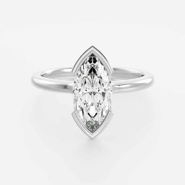 Solitaire Half Bezel Cathedral-Marquise Lab Grown Diamond Engagement Ring - Solitaire-Oval Lab Grown Diamond Engagement Ring