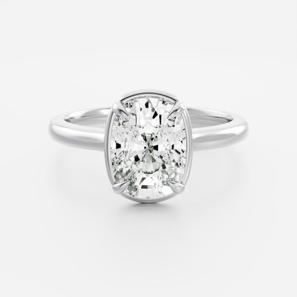 Solitaire Cathedral Unique Bezel- 2.0 CT Elongated Cushion Moissanite Engagement Ring - Solitaire- 1.0 CT Oval Moissanite Engagement Ring