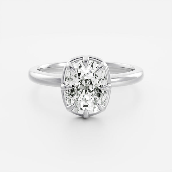 Solitaire Unique Bezel- 2.0 CT Elongated Cushion Moissanite Engagement Ring - Solitaire- 1.0 CT Oval Moissanite Engagement Ring