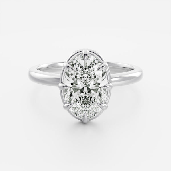 Solitaire Unique Bezel- 3.3 CT Oval Moissanite Engagement Ring - Solitaire- 1.0 CT Oval Moissanite Engagement Ring