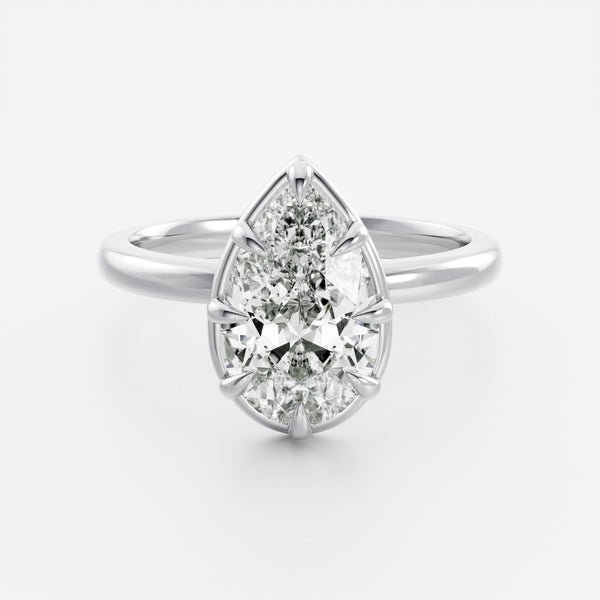Solitaire Unique Bezel-Pear Lab Grown Diamond Engagement Ring - Solitaire-Oval Lab Grown Diamond Engagement Ring