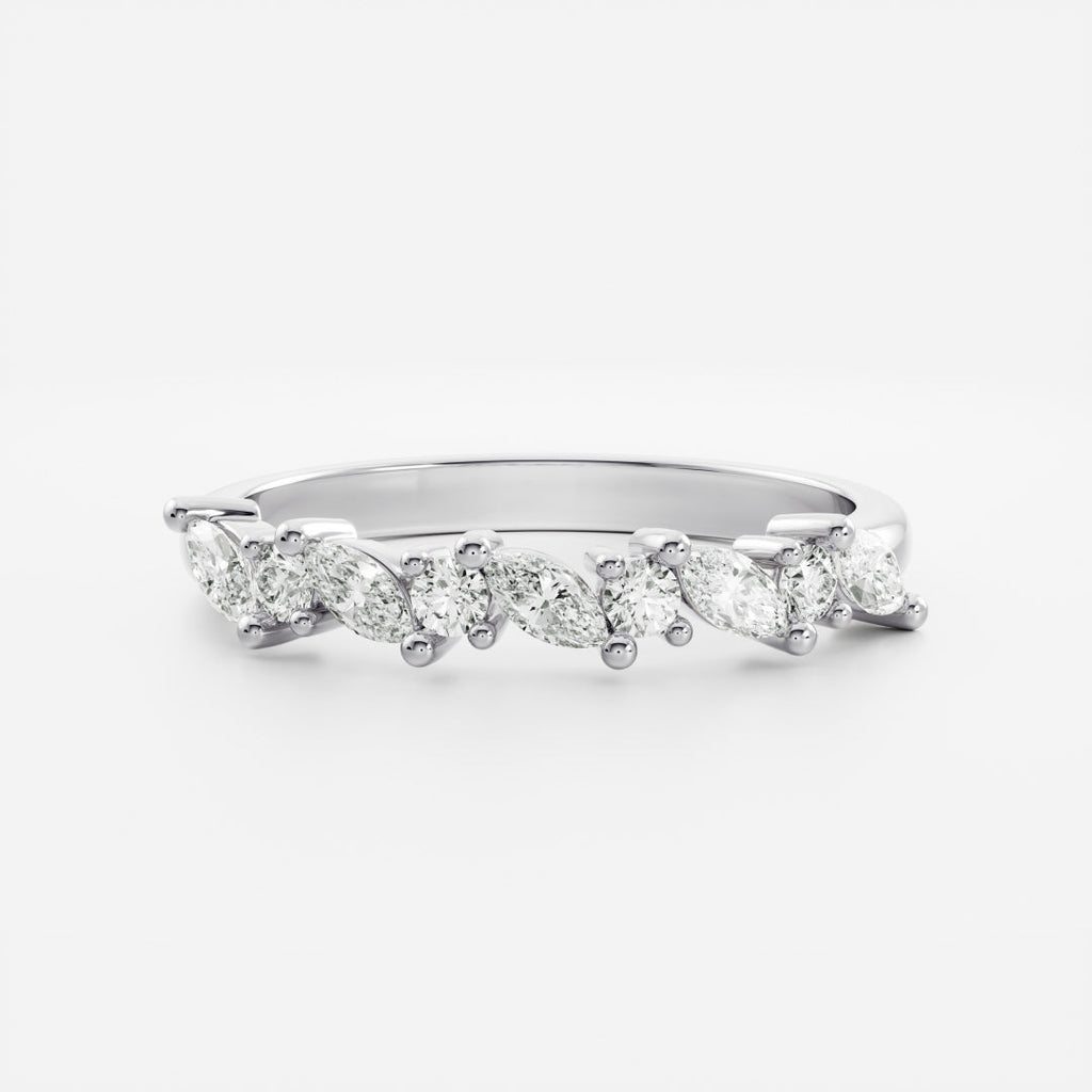 Half Eternity- 0.20 CT Oval Moissanite Wedding Band