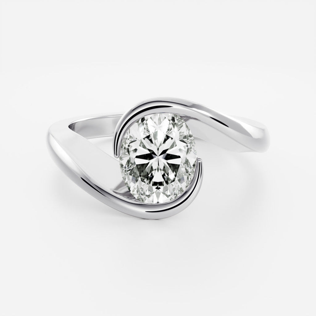 Solitaire- 1.0 CT Oval Moissanite Engagement Ring