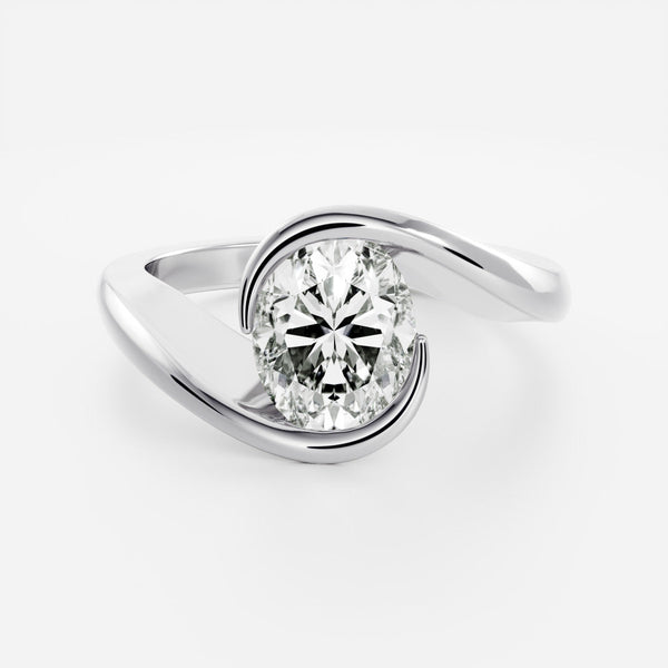 Solitaire Bypass- 1.7 CT Oval Moissanite Engagement Ring - Solitaire- 1.0 CT Oval Moissanite Engagement Ring