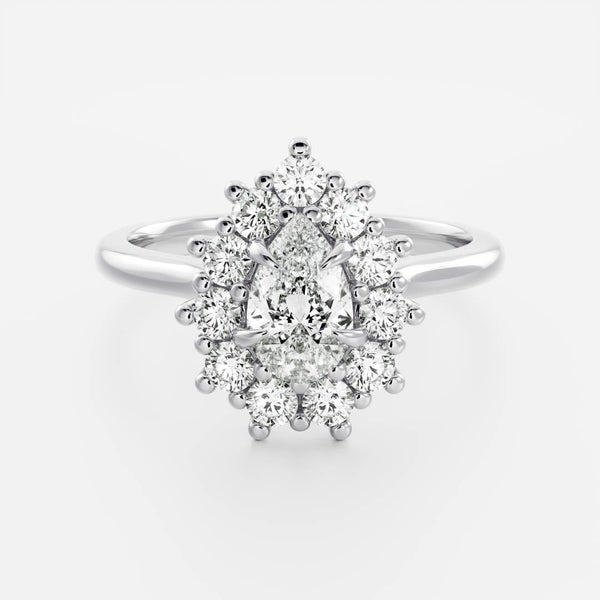 Halo Style-Pear Lab Grown Diamond Engagement Ring - Solitaire-Oval Lab Grown Diamond Engagement Ring