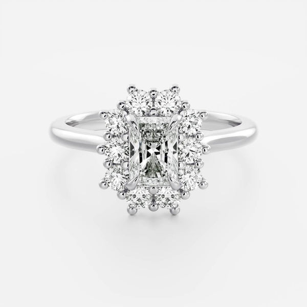 Halo & Cathedral-Radiant Lab Grown Diamond Engagement Ring - Solitaire-Oval Lab Grown Diamond Engagement Ring