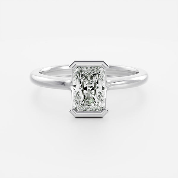 Solitaire Half Bezel Split Shank-Radiant Lab Grown Diamond Engagement Ring - Solitaire-Oval Lab Grown Diamond Engagement Ring
