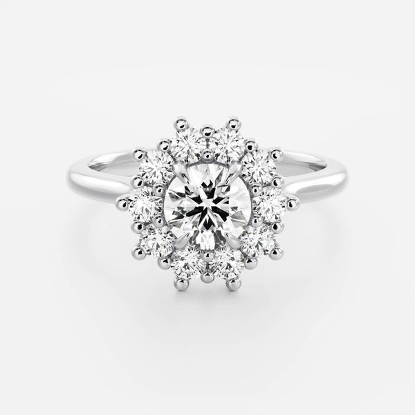 Halo & Cathedral-Round Lab Grown Diamond Engagement Ring - Solitaire-Oval Lab Grown Diamond Engagement Ring