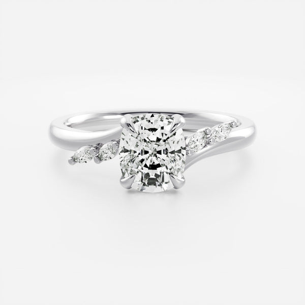 Cluster & Cathedral-Elongated Cushion Lab Grown Diamond Engagement Ring - Solitaire-Oval Lab Grown Diamond Engagement Ring