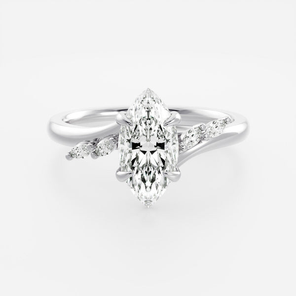 Cluster & Cathedral-Marquise Lab Grown Diamond Engagement Ring - Solitaire-Oval Lab Grown Diamond Engagement Ring