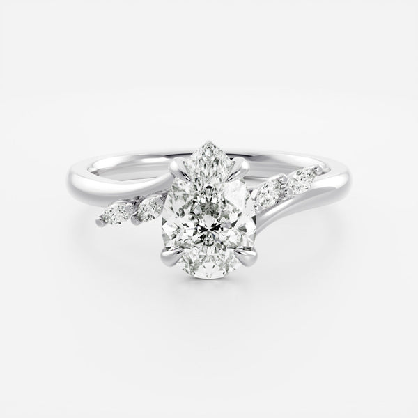 Cluster & Cathedral-Pear Lab Grown Diamond Engagement Ring - Solitaire-Oval Lab Grown Diamond Engagement Ring