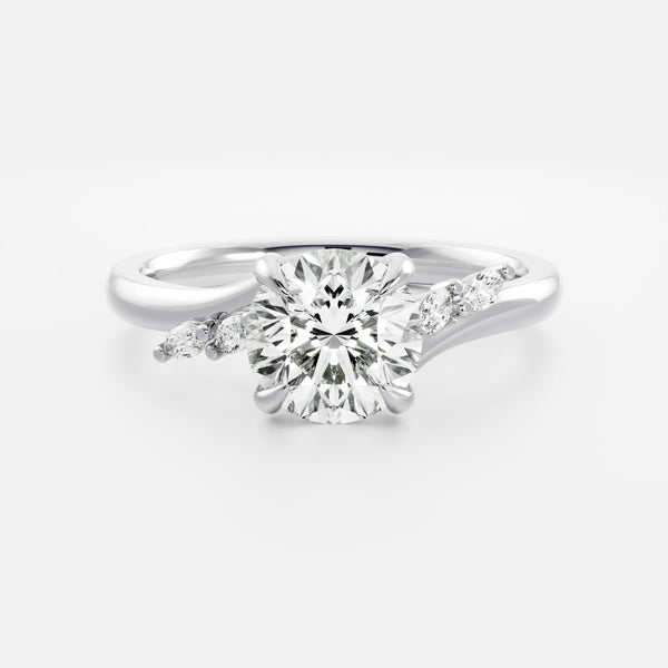Cluster- 1.8 CT Round Moissanite Engagement Ring - Solitaire- 1.0 CT Oval Moissanite Engagement Ring