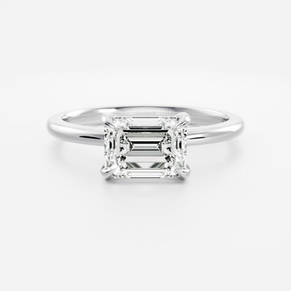 East West Solitaire-Emerald Lab Grown Diamond Engagement Ring - Solitaire-Oval Lab Grown Diamond Engagement Ring