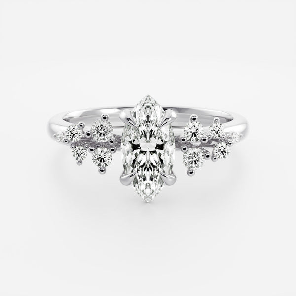 Cluster-Marquise Lab Grown Diamond Engagement Ring - Solitaire-Oval Lab Grown Diamond Engagement Ring