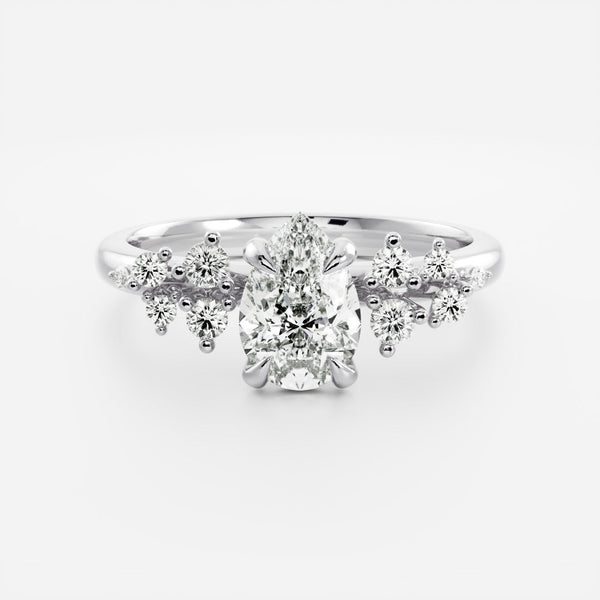Cluster Style-Pear Lab Grown Diamond Engagement Ring - Solitaire-Oval Lab Grown Diamond Engagement Ring