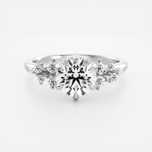 Cluster-Round Lab Grown Diamond Engagement Ring - Solitaire-Oval Lab Grown Diamond Engagement Ring