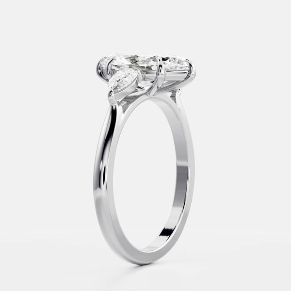 Three Stone & Cathedral-Marquise Lab Grown Diamond Engagement Ring - Solitaire-Oval Lab Grown Diamond Engagement Ring