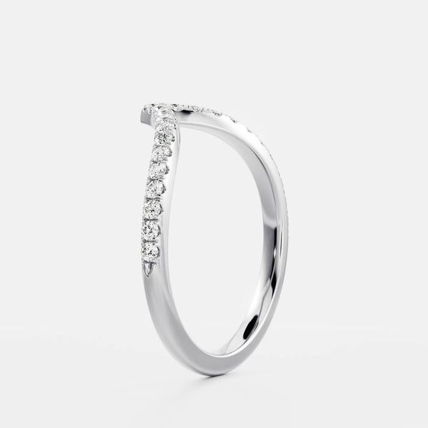 Chevron Half Eternity- 0.41 CT Round Moissanite Wedding Band - Half Eternity- 0.20 CT Oval Moissanite Wedding Band