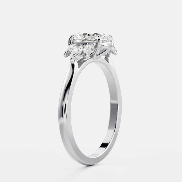 Cluster Style-Oval Lab Grown Diamond Engagement Ring - Solitaire-Oval Lab Grown Diamond Engagement Ring