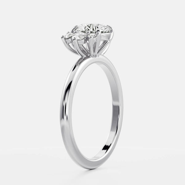 Cluster- 1.8 CT Round Moissanite Engagement Ring - Solitaire- 1.0 CT Oval Moissanite Engagement Ring