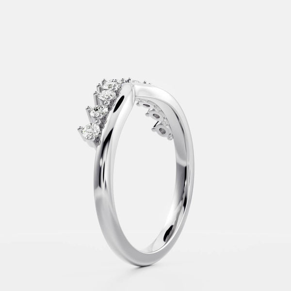 Chevron Crown Style- 0.15 CT Round Lab Grown Diamond Wedding Band - Eternity- 0.50 CT Round Lab Grown Diamond Wedding Band