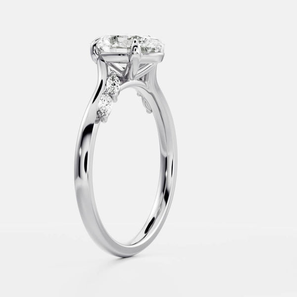 Cluster & Cathedral-Oval Lab Grown Diamond Engagement Ring - Solitaire-Oval Lab Grown Diamond Engagement Ring
