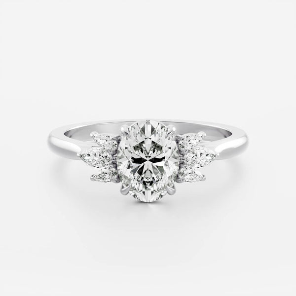 Cluster- 3.3 CT Oval Moissanite Engagement Ring - Solitaire- 1.0 CT Oval Moissanite Engagement Ring