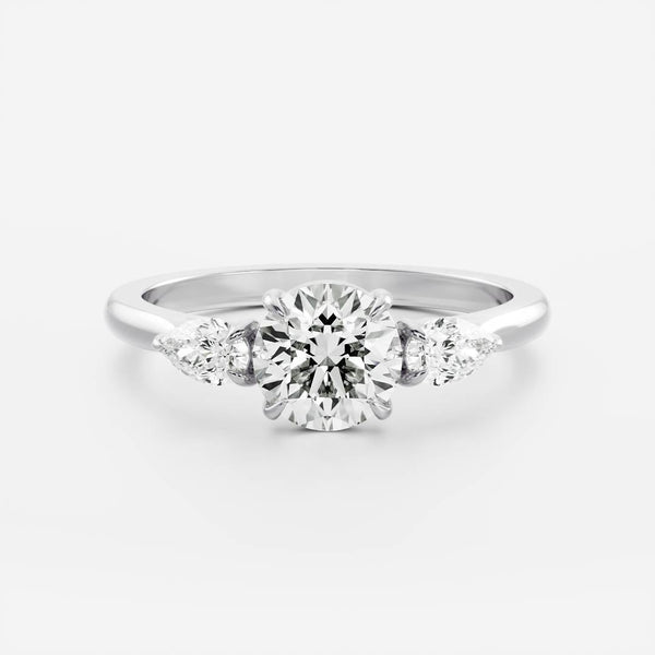 Three Stones & Cathedral-Round Lab Grown Diamond Engagement Ring - Solitaire-Oval Lab Grown Diamond Engagement Ring